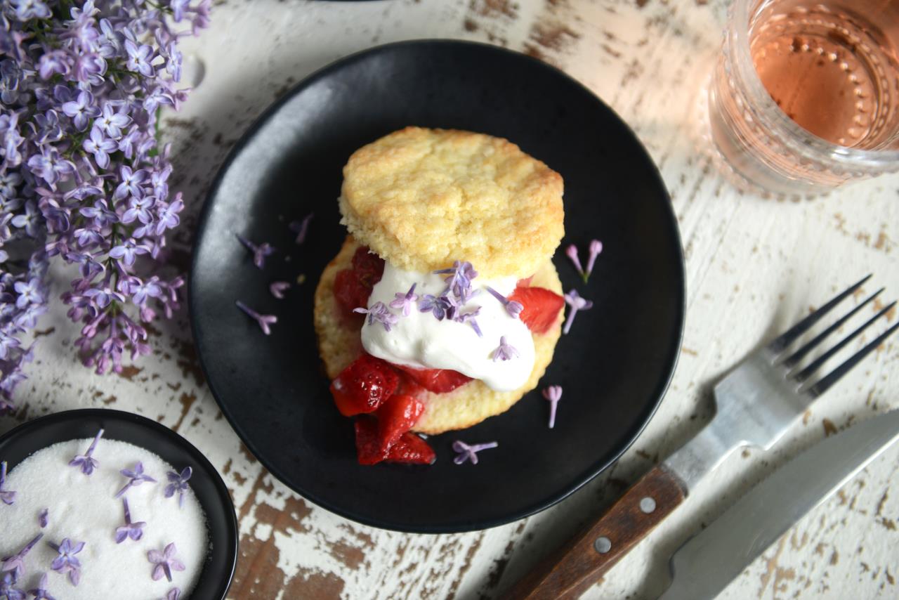 Lilac Sugar Strawberry Shortcakes