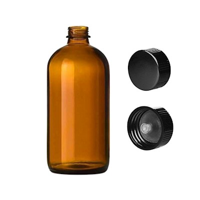16 oz Amber Glass Bottle with Cap
