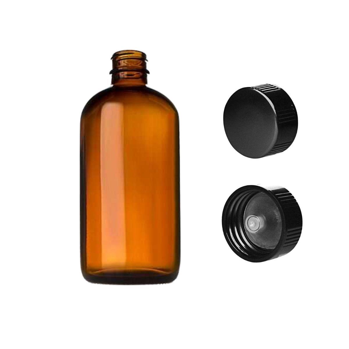 Amber Boston Round Glass Bottles - 8 oz