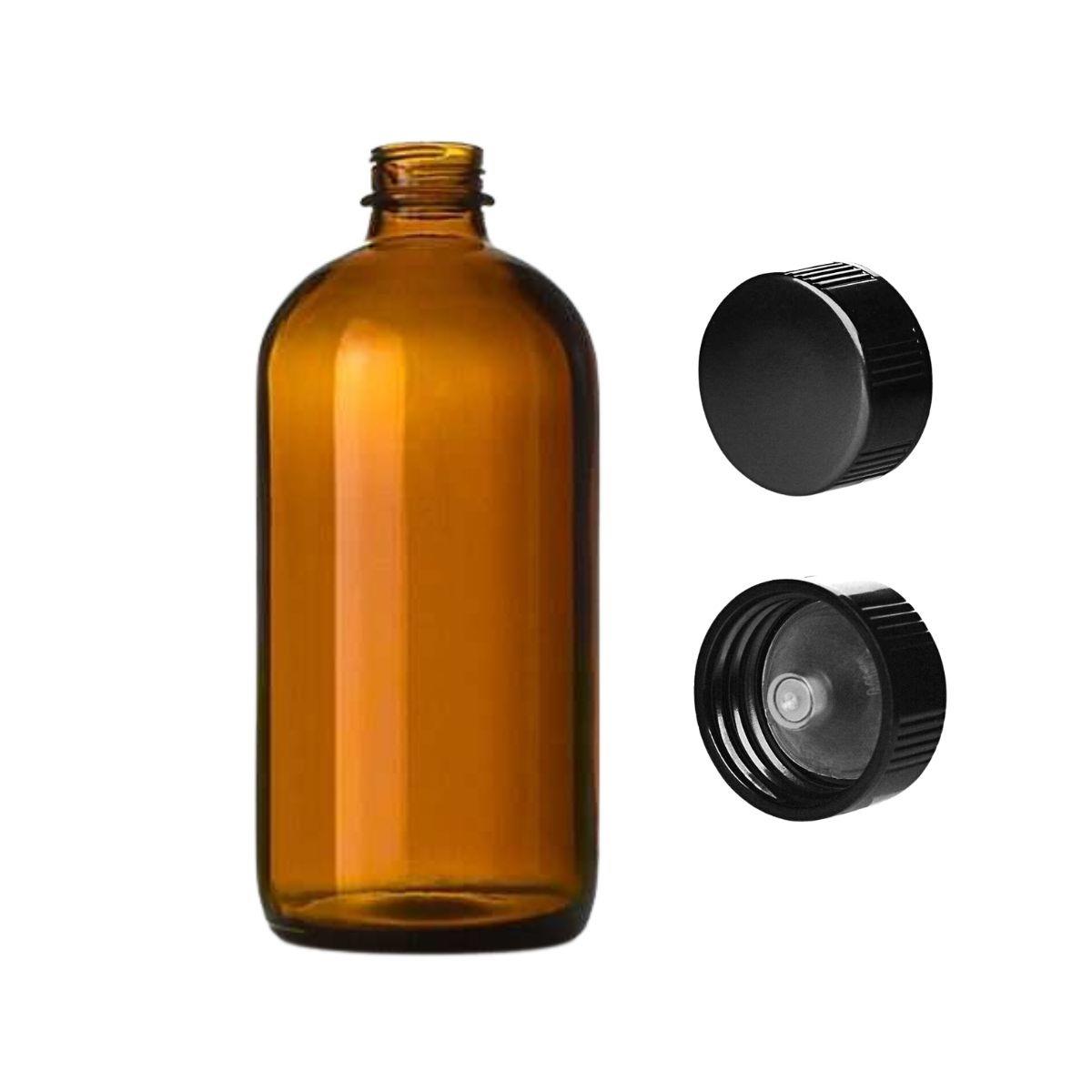 16 oz Amber Glass Bottle with Cap